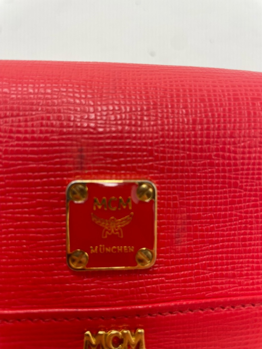 MCM Red Leather Long Wallet Gold Hardware Logo Charm Continental Wallet - Picture 12 of 15